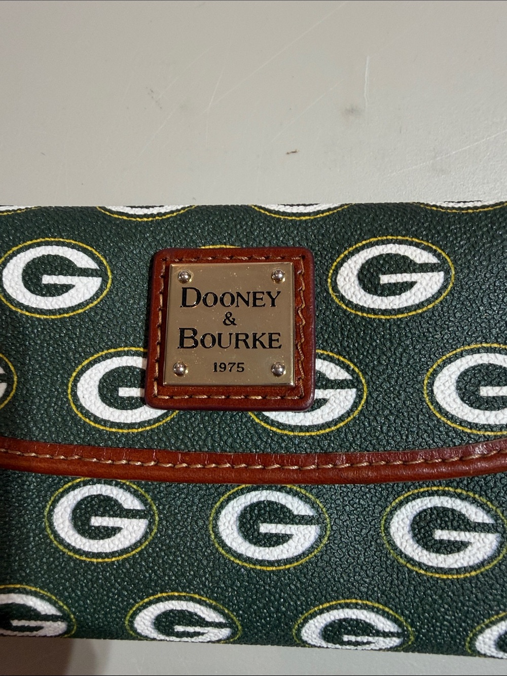 Dooney & Bourke Green and Brown Logo Continental Wallet - Picture 2 of 9